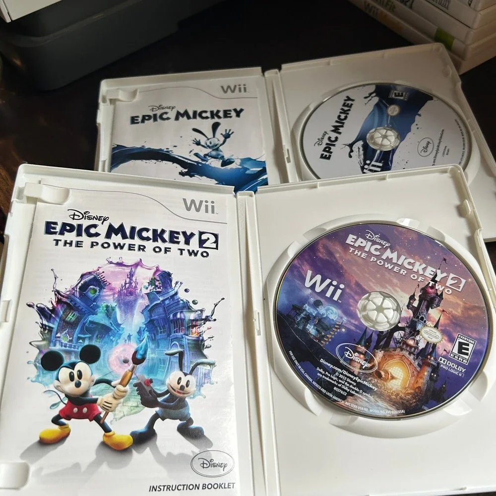 Disney Epic Mickey 1 & 2 Nintendo Wii Game Bundle Complete CIB Mickey Mouse